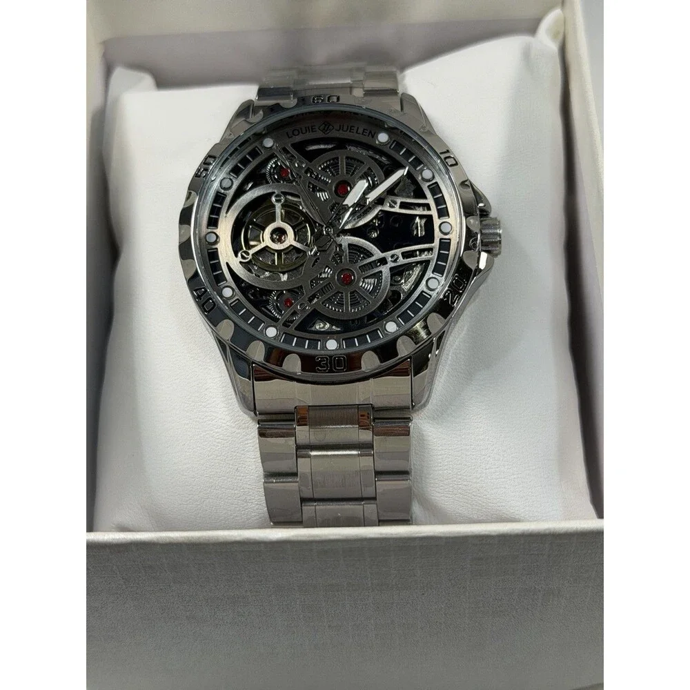 Automatic Skeleton Watch 43mm Stainless Steel New Open Box